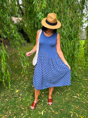 Denim Polka Dot Panel Dress Coraline