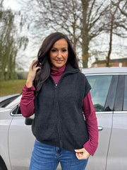 Black Zip Up Knitted Waistcoat Donna
