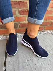 Navy Diamante Slip On Trainers