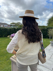 White Gold Shimmer Lace Top Adriana