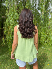 Lime Bubble Cotton Crochet Strap Vest Penny