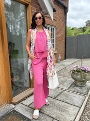 Lipstick Pink Layered Bubble Cotton Vest Quinn
