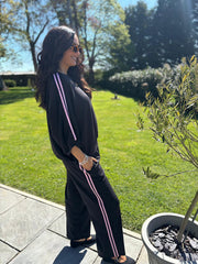 Black Two Stripe Leisure Set Kendal