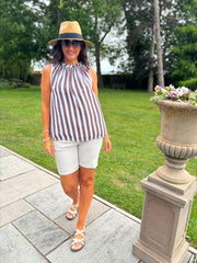 Chocolate Striped Sleeveless Top Tiana