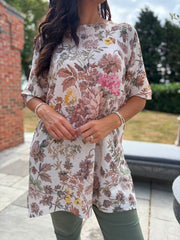 Mocha Floral Print Knit Tunic Delilah