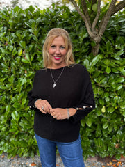 Black Sleeve Detail Knit Top Julia