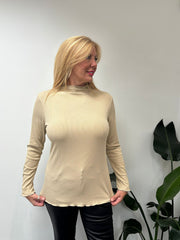 Stone Ribbed Flute Neck Top Charlotte