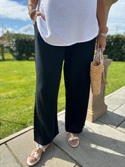 Black Bubble Cotton Trousers