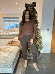 Chocolate Knitted Wrap Jumper Nell