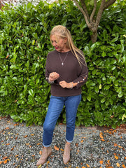 Chocolate Sleeve Detail Knit Top Julia