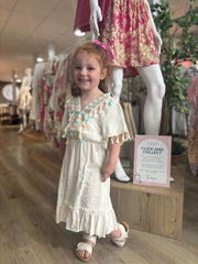 White Tassel Trim Dress Lily