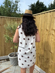 Cream Polka Dot Sleeveless Dress Tiana