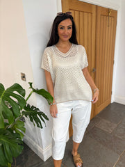 Gold Open Knit Top Karen