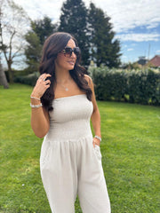 Stone Bubble Cotton Bandeau Jumpsuit