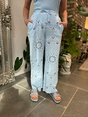 Denim Paisley Bubble Cotton Trousers Alina
