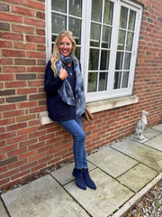 Navy Fringed Pocket Knit Ruth