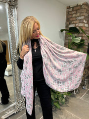 Rose Block Print Raw Edge Scarf