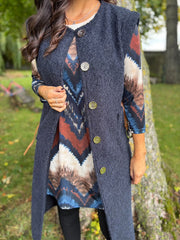 Navy Brushed Belted Waistcoat Andrea