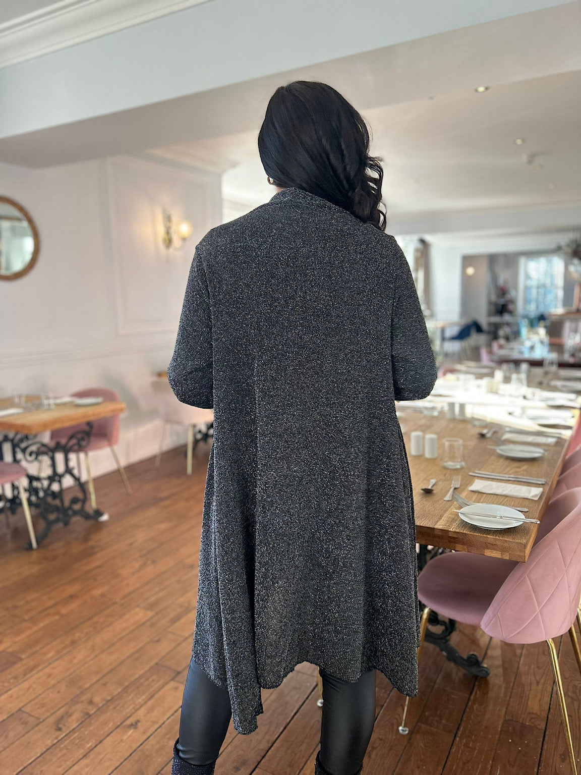 Black Lurex Longline Cardigan Sasha Tillett s