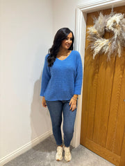 Blue V Neck Knit Hallie