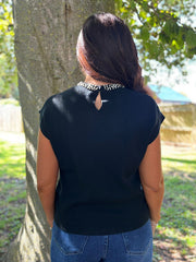 Black Beaded Neckline Knit Alison