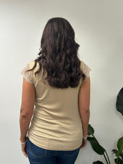 Stone Ribbed Lace Detail Top Amelia