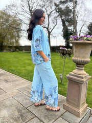 Blue Floral Butterfly Top Reeva
