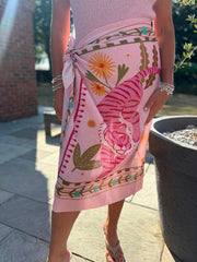 Pink Longline Tiger Bloom Wrap Skirt