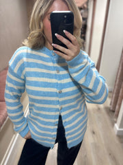 Blue Striped Knit Cardi Loretta