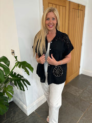 Black Net Floral Blouse Sapphira