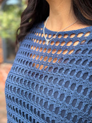 Navy Asymmetric Loose Knit Melody