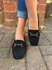 Black Diamante Chain Loafer