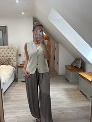 Stone Buttoned Knit Waistcoat Kerry