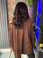 Chocolate Velour Sequin Panel Top Raven