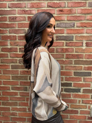 Latte Block Lines Knitted Top Dawn