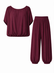 Wine Two Piece Trouser Set Sara