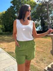 Olive Towelling Shorts Natasha