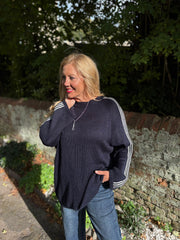Navy Designer Inspired Stripe Knit Yvonne