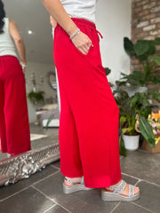 Red Wide Leg Pocket Trousers Claudia