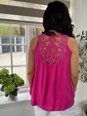 Lipstick Crochet Detail Vest Moira