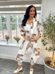 Chocolate Floral Aztec Shirt Dress  Gemma