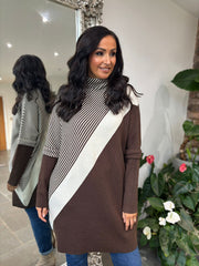 Chocolate Diagonal Stripe Knit Athena