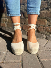 Stone Lace Up Espadrille Wedge