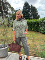 Sage Abstract Pattern Knit Tori
