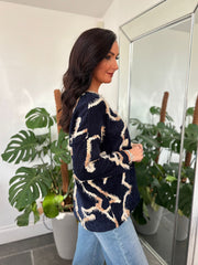 Navy Fringed Rope Sweatshirt Nicola