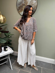 Mocha Paisley Bubble Cotton Top Quinley