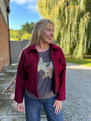 Wine Boucle Zip Jacket Estella