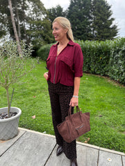 Wine Ruched Waist Jacket Misty