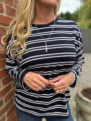 Navy Striped Top Pria