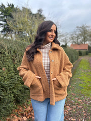 Camel Teddy Fleece Jacket Ayla